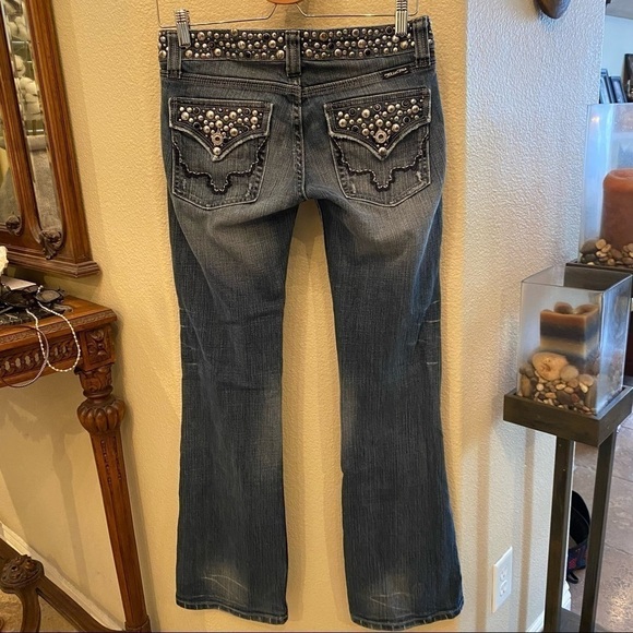 MISS ME Women Embellished Waist Pockets Blue Jean Size 26 - Picture 2 of 9